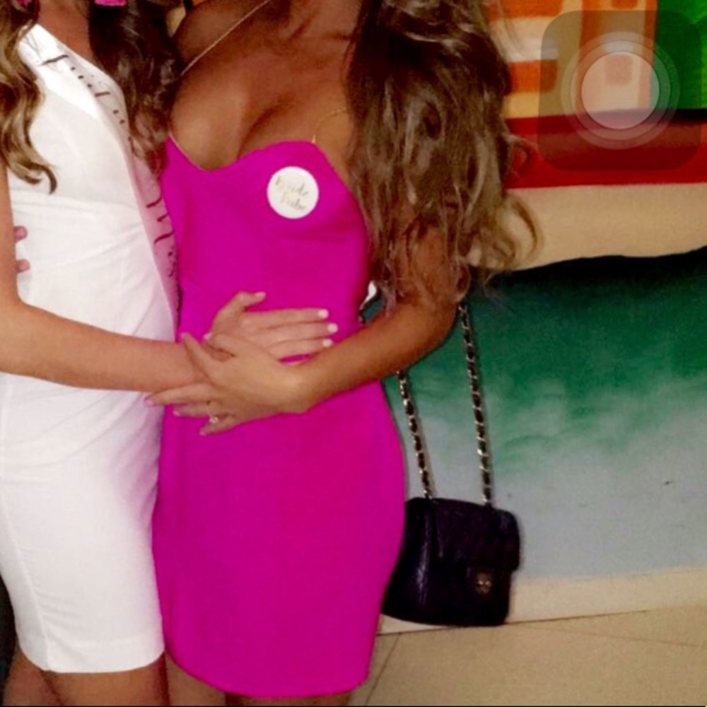 Hot pink mini dress